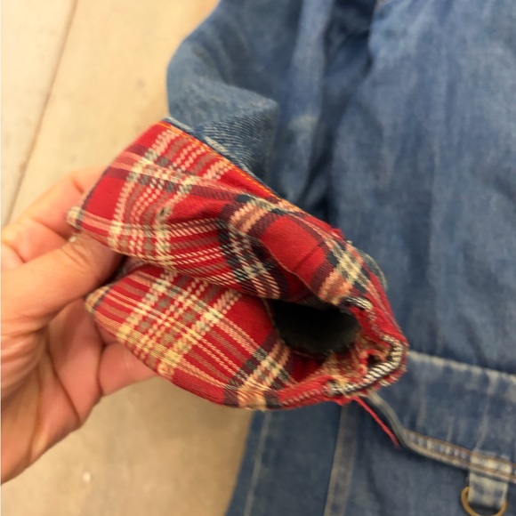 Vintage tradition Denim Jacket with Red Plaid Lining chore utility - Picture 3 of 6